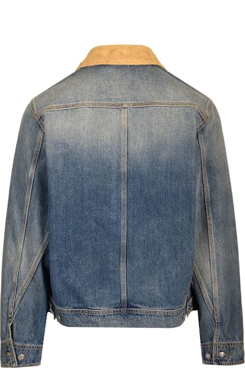 Alexander McQueen Coats & Jackets for Men Alexander McQueen Denim Jacket With Contrasting Sand Suede Collar