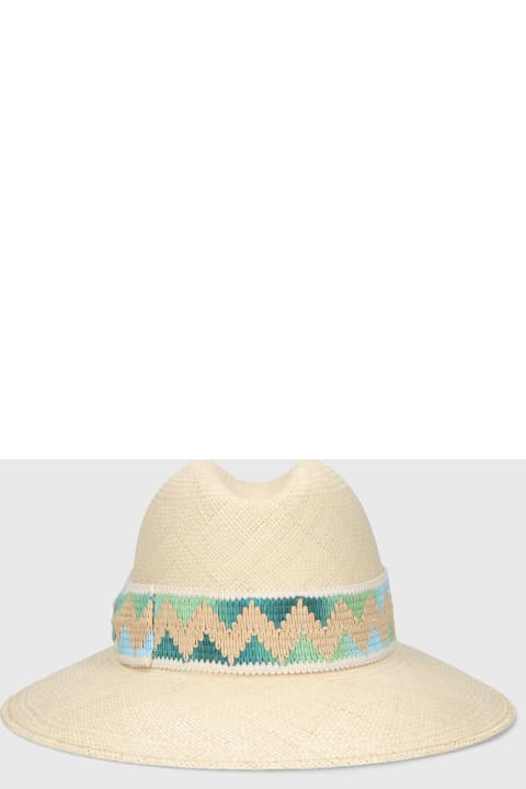 Hats for Women Borsalino Claudette Panama Quito Patterned Hatband