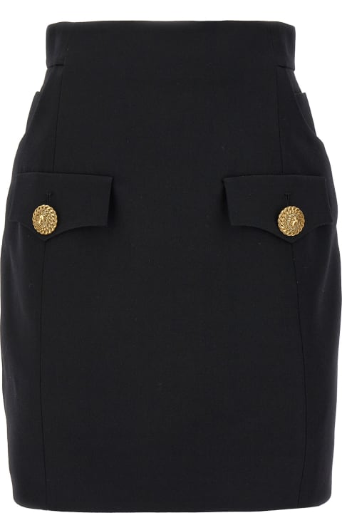 Balmain for Women Balmain Contrast Button Mini Skirt