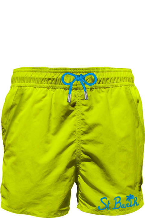 メンズ 水着 MC2 Saint Barth Man Fluo Yellow Swim Shorts With Pocket