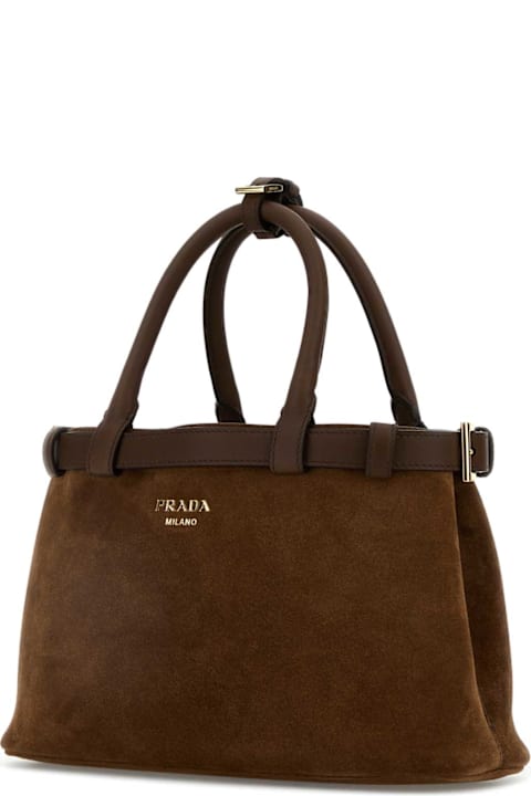 Homeware Prada Brown Suede Prada Buckle Handbag