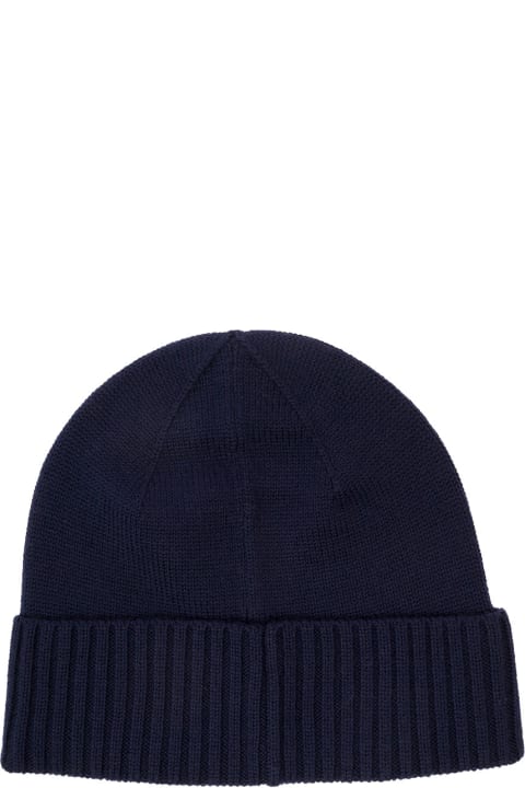 Fashion for Men Polo Ralph Lauren Blue Beanie With Red Pony Embroidery In Wool Man