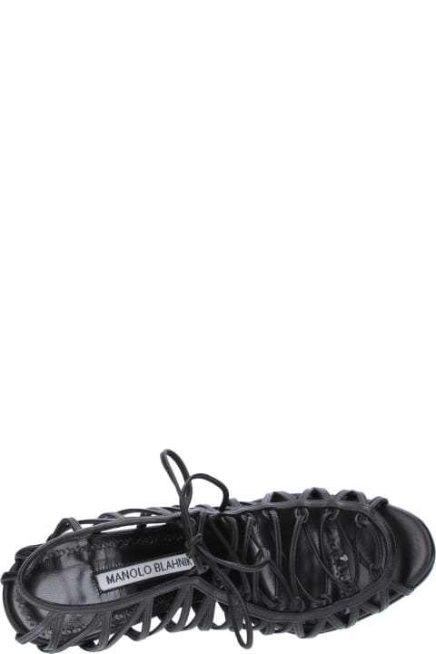 Manolo Blahnik Hamza 105 Leather Sandals | italist