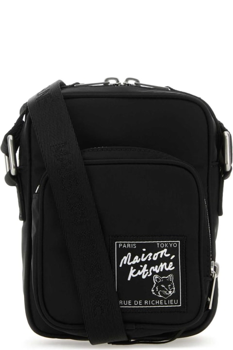 Maison Kitsuné Shoulder Bags for Men Maison Kitsuné Black Nylon Crossbody Bag