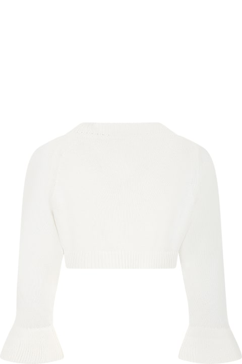 Ivory Shawl For Girl With Bow