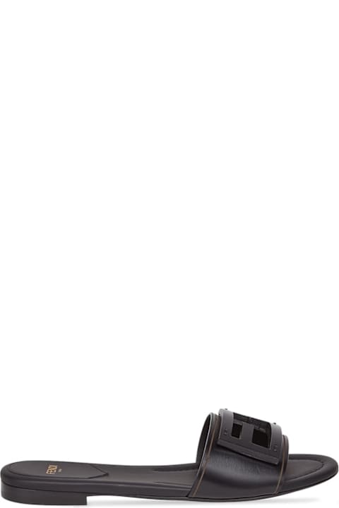 Fendi Baguette Leather Slides