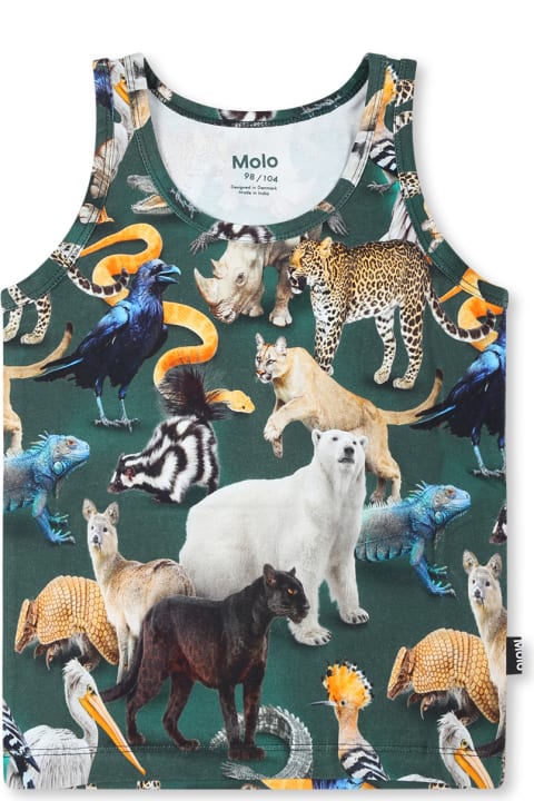 Fashion for Boys Molo Green Tank Top Set For Boy With Animal Print