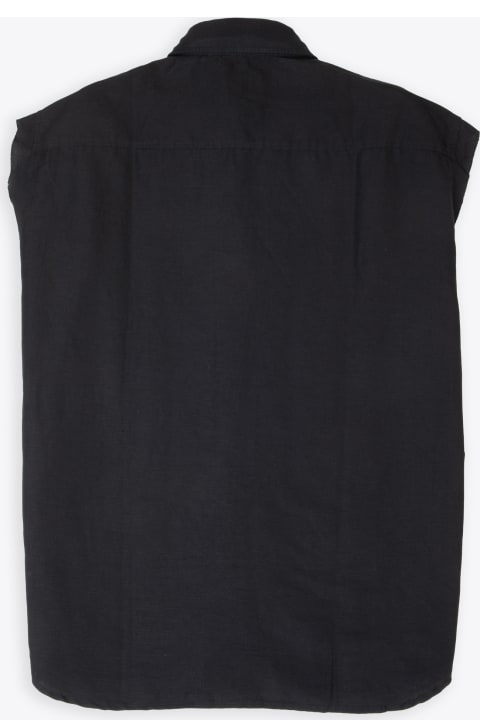 Diesel for Men Diesel S-simens Black linen blend sleeveless shirt - S-Simens