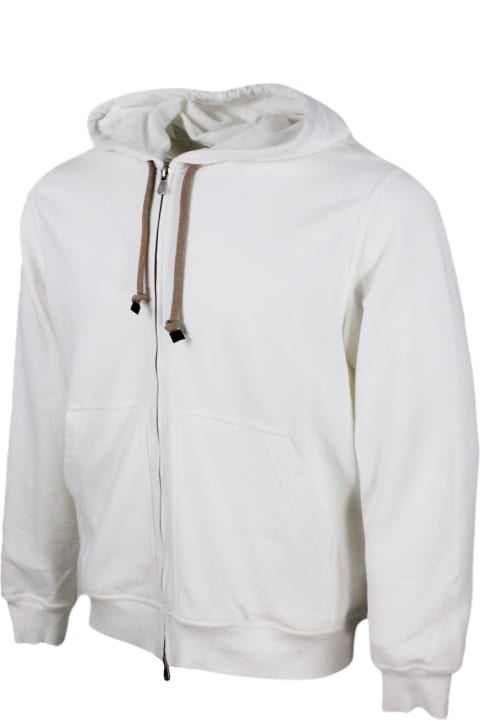 メンズ ニットウェア Brunello Cucinelli Hooded Sweatshirt With Drawstring And Zip Closure