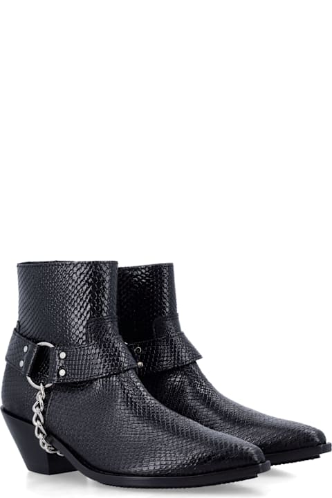 Junya Watanabe Python-effect Leather Western Ankle Boots With Chain
