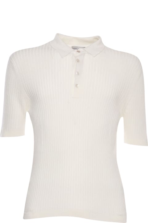 メンズ Settefili Cashmereのウェア Settefili Cashmere White Ribbed Polo Shirt