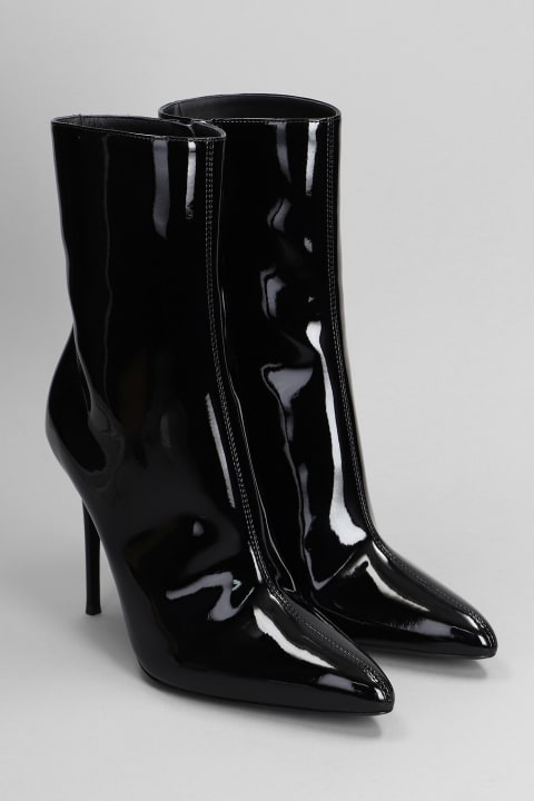 Giuseppe Zanotti Boots for Women Giuseppe Zanotti Brytta High Heels Ankle Boots In Black Patent Leather