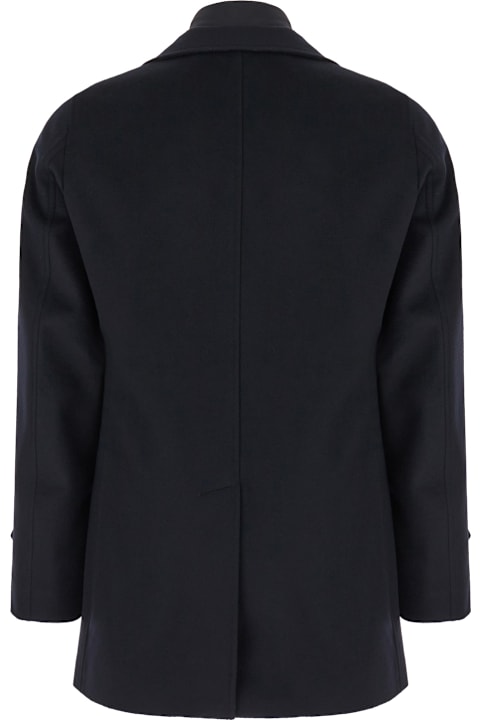 Herno Men Herno Midnight Blue Wool Blend Coat