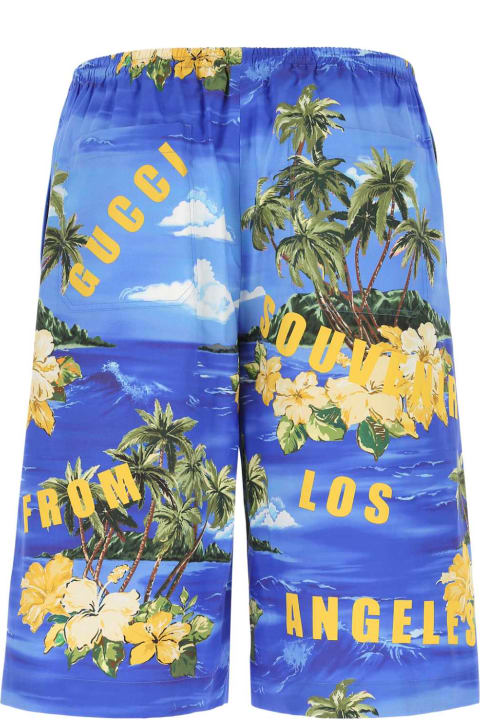 Pants for Men Gucci Printed Poplin Bermuda Shorts