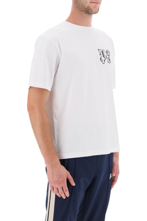 Palm Angels Topwear for Men Palm Angels White T-shirt With Monogram