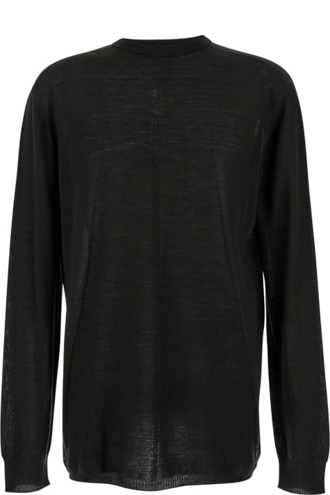 Rick Owens Sweaters for Men Rick Owens Black Oversized Crewneck Top In Semi Sheer Knit Man