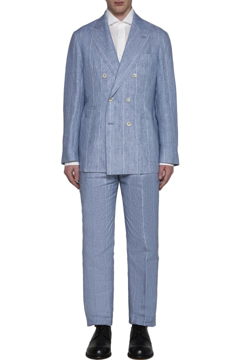 Brunello Cucinelli Clothing for Men Brunello Cucinelli Double-breasted Striped Tailored Suit
