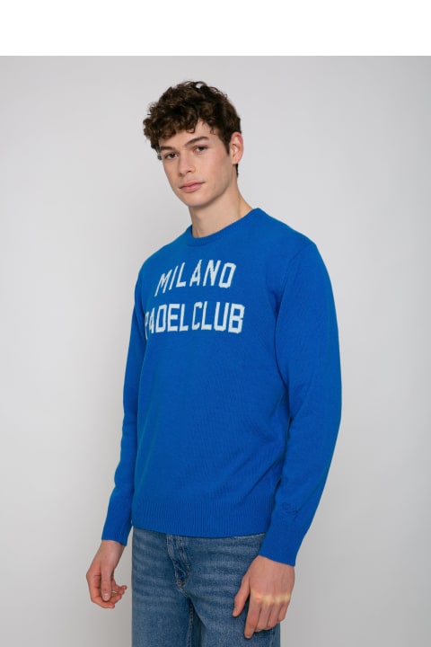 メンズ新着アイテム MC2 Saint Barth Man Sweater With Milano Padel Club Jacquard Print
