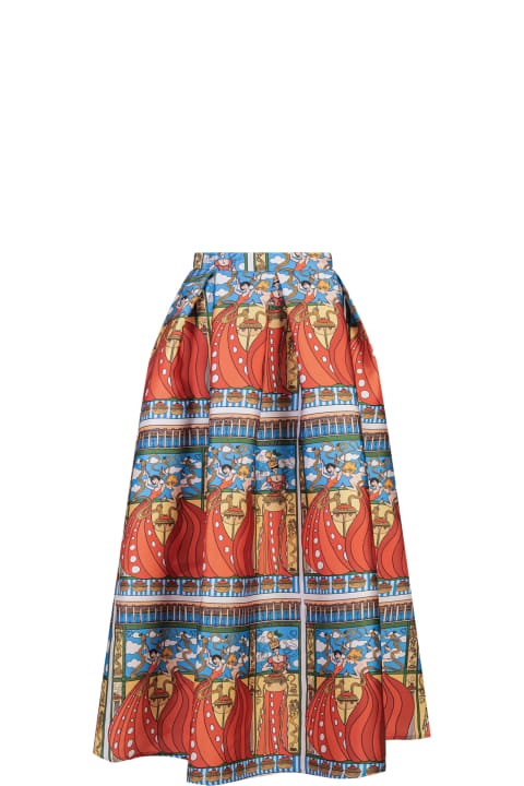 Bell Long Skirt With Spaghetti Print