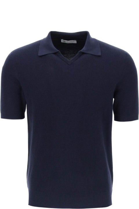 メンズ Brunello Cucinelliのシャツ Brunello Cucinelli Short-sleeved Ribbed-knit Polo Shirt