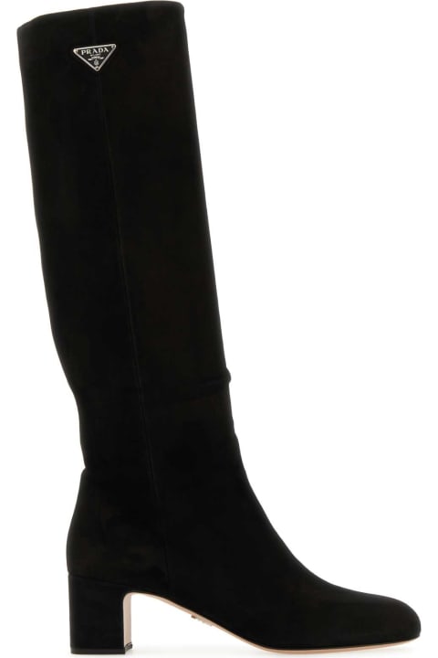 Boots Sale for Women Prada Black Suede Boots