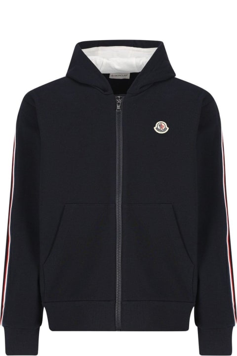Topwear for Boys Moncler Tricolour Trim Zip-up Hoodie