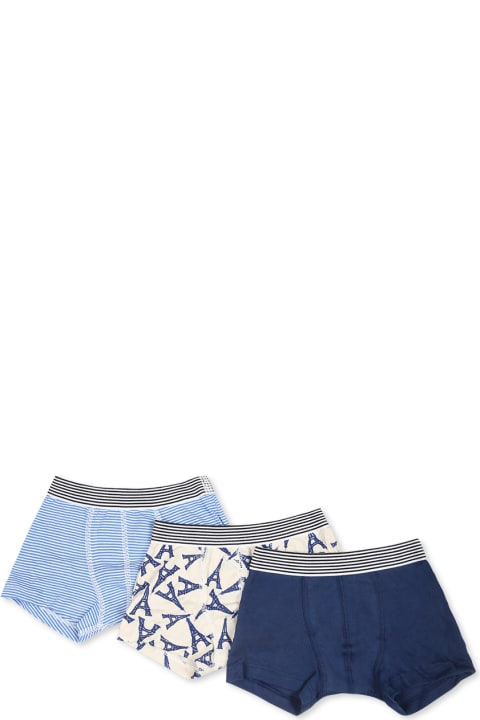 Petit Bateau Underwear for Boys Petit Bateau Multicolor Boxer Shorts Set For Boywith Tour Eiffel