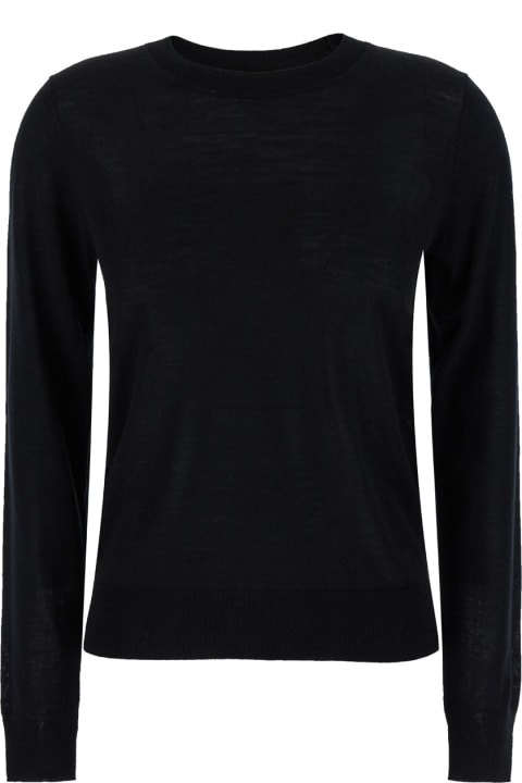 Homeware Parosh Black Crewneck Long Sleeve Sweater In Fabric Woman