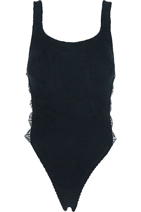 Homeware Hunza G 
tiffany
 Black Swimsuit With Square Neckline And Bow Details On The Side In Tech Fabric Stretch Woman