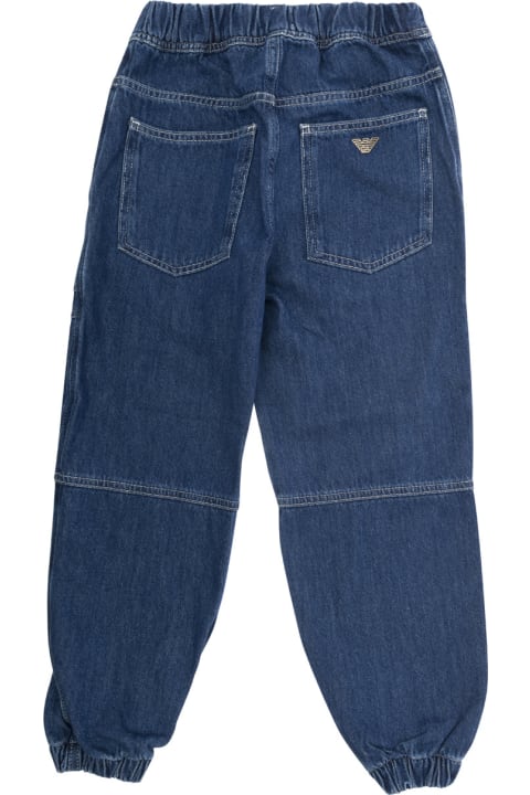 Emporio Armani for Kids Emporio Armani Blue Jeans With Elasticized Cuffs And Waist In Cotton Denim Boy