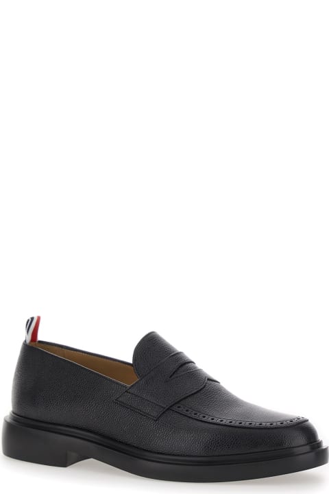 Fashion for Men Thom Browne Black Slip-on Loafers With Loop Detail In Leather Man