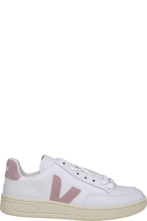 Veja Sneakers for Women Veja V 12 Sneakers In White/pink Leather
