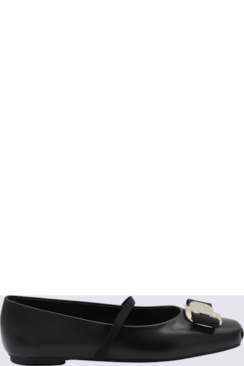 Ferragamo Black Leather Flats