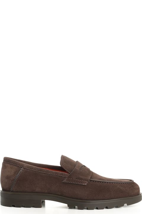 Santoni for Kids Santoni Suede Moccasin With Rubber Sole