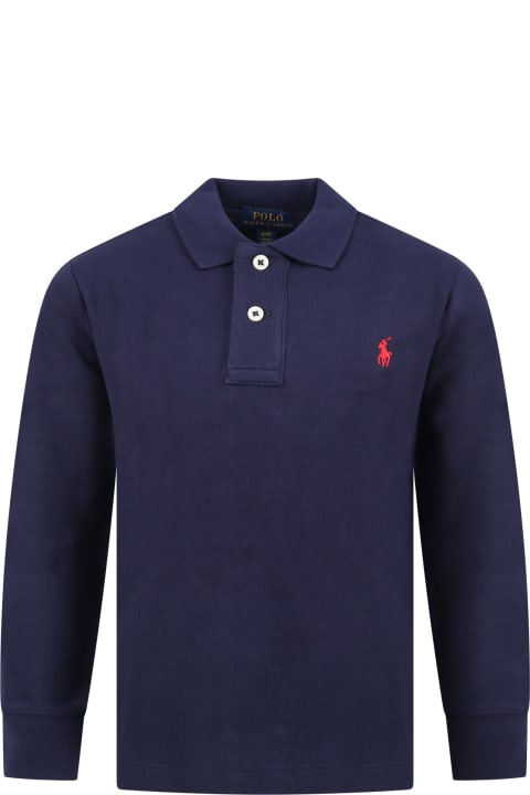 Fashion for Kids Ralph Lauren Blue Polo Shiirt For Boy With Iconic Pony