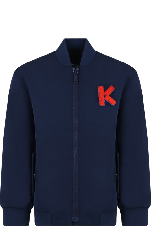 Kenzo Kids Kenzo Kids Blue Jacket For Boy With Logo