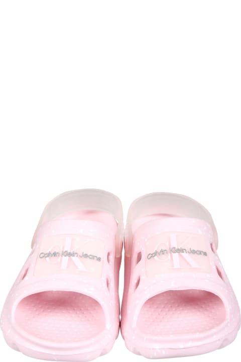 Shoes for Girls Calvin Klein Pink Sandals For Girl With Logo