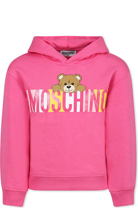Moschino Sweaters & Sweatshirts for Girls Moschino Fuchsia Sweatshirt For Girl With Teddy Bear