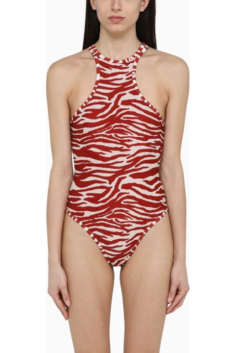 ウィメンズ フリース＆ラウンジウェア The Attico Zebra Print White\/red One-piece Swimming Costume