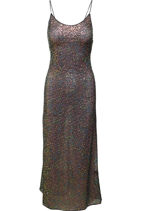 Multicolored Sequin Embellished Midi Dress In Polyester Woman
