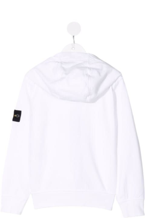 Stone Island Junior for Kids Stone Island Junior Stone Island Kids Boy's White Cotton Hoodie With Logo