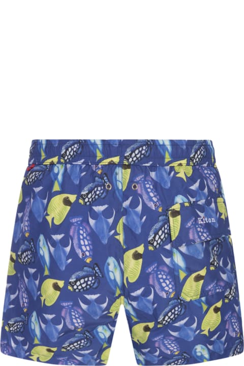 Swimwear for Men Kiton Blue Swim Shorts With Fish Print