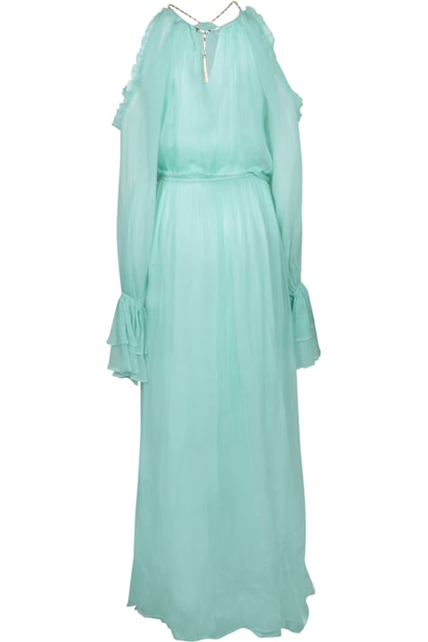 Amen Clothing for Women Amen Long Aqua Green Silk Chiffon Dress