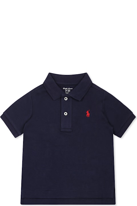 Topwear for Baby Boys Ralph Lauren Blue Polo For Baby Boy With Horse