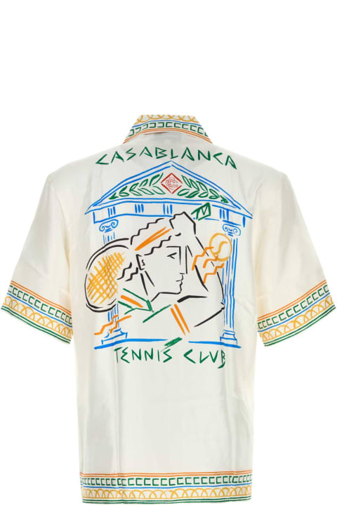 Casablanca قمصان لـ القسم الرجالي Casablanca The Crayon Temple Silk Shirt In White