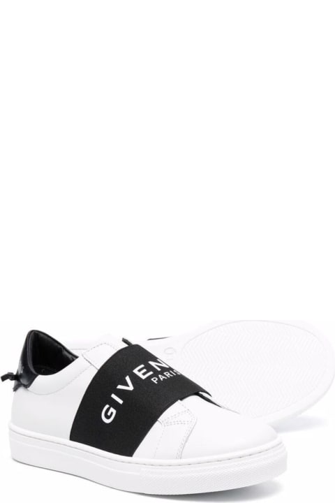 Givenchy Boy's White Leather Sneakers With Logo