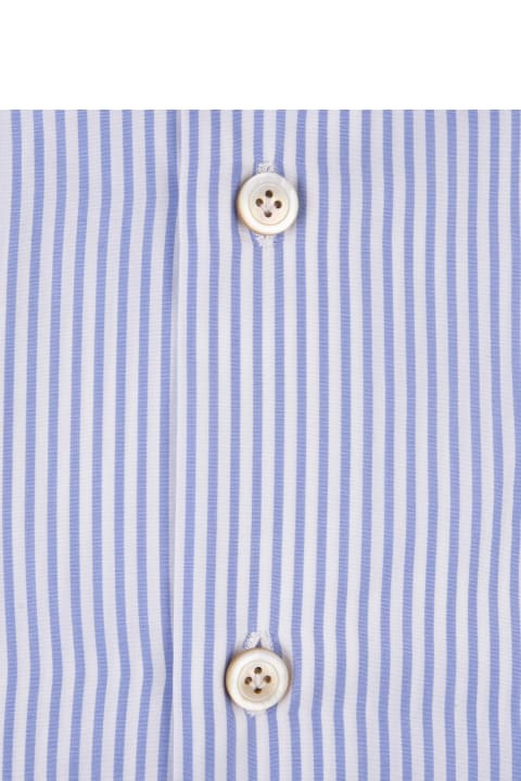 Kiton for Men Kiton Light Blue And White Striped Classic Shirt