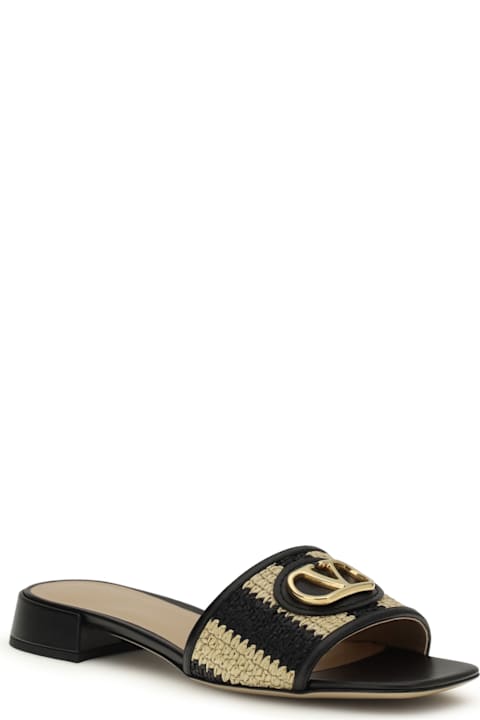 Homeware Valentino Garavani Vlogo Signature Raffia Slide Sandals
