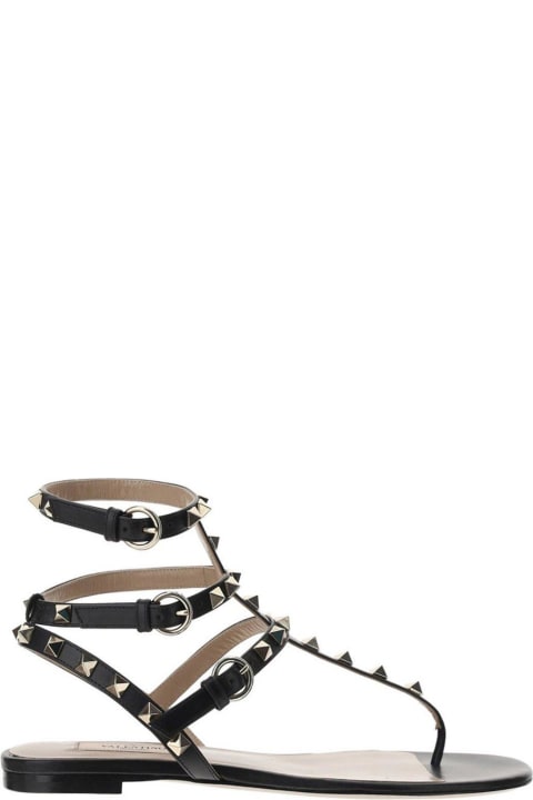 Sandals for Women Valentino Garavani Garavani Rockstud Strapped Flat Sandals