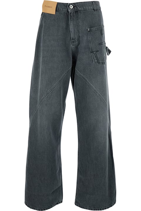 J.W. Anderson for Kids J.W. Anderson Grey Jeans With Logo Patch On The Front And Embroidered Logo On The Pocket In Cotton Man